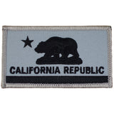 California Flag Patch - Embroidered Black & Gray CA Republic Badge 3.25" (Iron On)