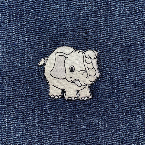 Elephant Applique Patch - Embroidered Animal Badge 2" (Iron On)