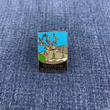 Pin with a landscape design of Great Basin National Park on a denim background