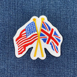 Great Britain & USA Patch - United States Of America UK Flags Embroidered Badge 3.25" (Iron Or Sew On)