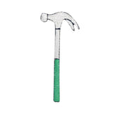 Hammer patch with a green handle on a white background