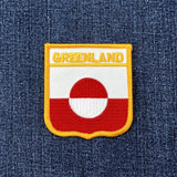 Greenland flag patch on a denim background