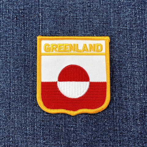 Greenland flag patch on a denim background