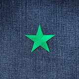 Green Star Applique Patch - Embroidered Iron On Badge 2.25"