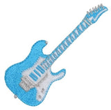 blue and white electric guitar patch on a white background