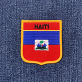 Haiti Patch - Embroidered Flag Shield Badge 2.75" (Iron Or Sew On)