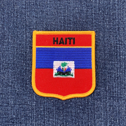 Haiti Patch - Embroidered Flag Shield Badge 2.75" (Iron Or Sew On)