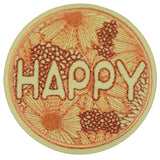 Happy Patch - Embroidered Flowers & Happiness Badge 2-1/8" (Clearance, Iron On)