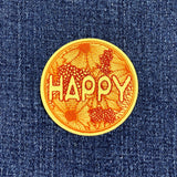 Happy Patch - Embroidered Flowers & Happiness Badge 2-1/8" (Clearance, Iron On)