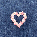 Flower Heart Applique Patch - Embroidered Pink Wreath Badge 1-7/8" (Iron On)