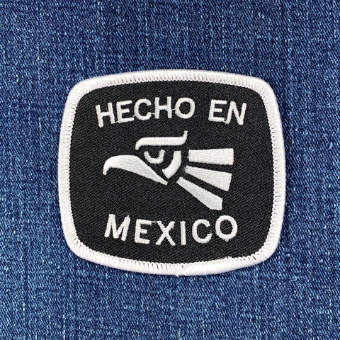 Hecho en Mexico Patch - Embroidered Golden Eagle Badge 3-1/8" (Iron Or Sew On)