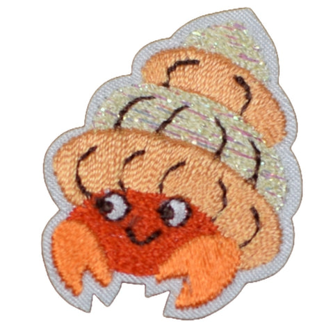 Mini Hermit Crab Applique Patch - Ocean Beach Tide Pool Badge 1-1/4" (Iron on)