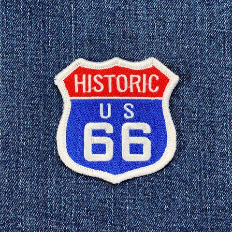 Route 66 Patch - Red White & Blue Rt. 66 Embroidered Historic Sign Badge USA 2.5" (Iron Or Sew On)