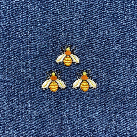 3-Pack Hornet Applique Patch - Mini Yellow Jacket Bumble Bee Embroidered Badge 3/4" (Iron On)