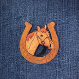 Horse & Horseshoe Applique Patch - Embroidered Western Equestrian Badge 3.5" (Iron On)