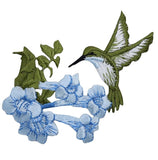 2-Pack Hummingbird Applique Patch Set: Embroidered Bird & Flowers 3.5" (Iron On)