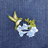 2-Pack Hummingbird Applique Patch Set: Embroidered Bird & Flowers 3.5" (Iron On)