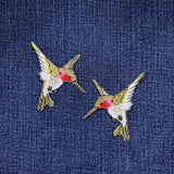 2-Pack Hummingbird Applique Patch Set - Embroidered Bird Badge 2.5" (Iron On)
