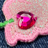 Ice Cream Applique Patch - Heart Jewel & Sequin Embroidered Glitter Badge 2.25" (Iron on)