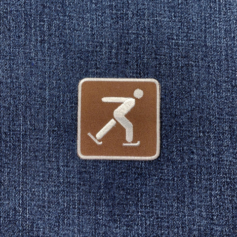 Ice Skating Patch - Embroidered Frozen Pond & Skating Rink Sign Badge 2" (Iron On)
