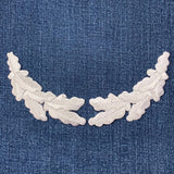 Scrambled Eggs Patch Set - Light Gray Military Cap Captain Hat Embroidered Oak Leaves 3.75" (Iron On)