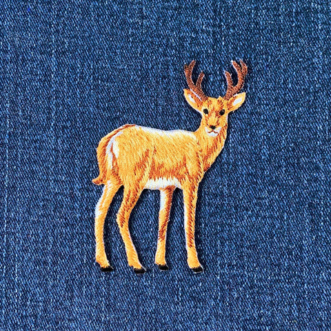 Deer Applique Patch - Deer Buck Embroidered Animal Badge 3" (Iron On)