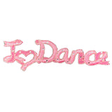 I Love Dance Applique Patch - Ribbon Letters Heart Rhinestones Embroidered Badge 3" (Iron On)