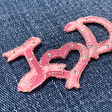 I Love Dance Applique Patch - Ribbon Letters Heart Rhinestones Embroidered Badge 3" (Iron On)