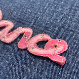 I Love Dance Applique Patch - Ribbon Letters Heart Rhinestones Embroidered Badge 3" (Iron On)