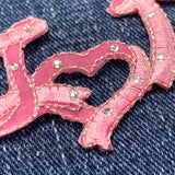 I Love Dance Applique Patch - Ribbon Letters Heart Rhinestones Embroidered Badge 3" (Iron On)