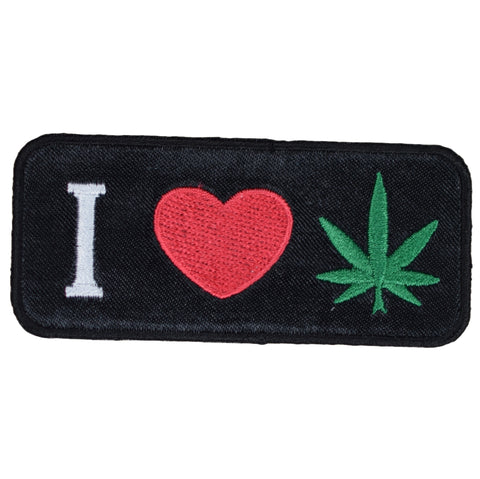 Weed Patch - I Love Cannabis, Pot, Marijuana, CBD, THC Badge 3-3/8" (Iron on)