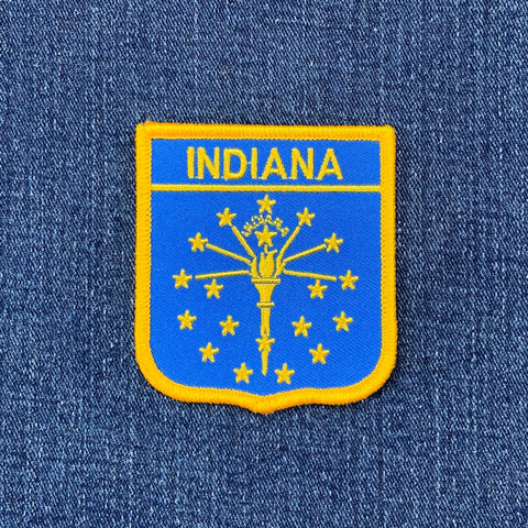 Indiana Patch - Embroidered Flag Shield Badge 2.75" (Iron On)
