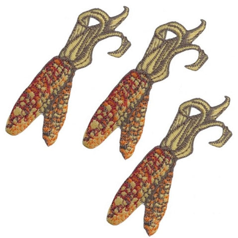 Indian Corn Applique Patch - Flint Corn Maize Embroidered Badge 2.5" (3-Pack, Iron on)