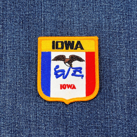 Iowa patch on a denim background