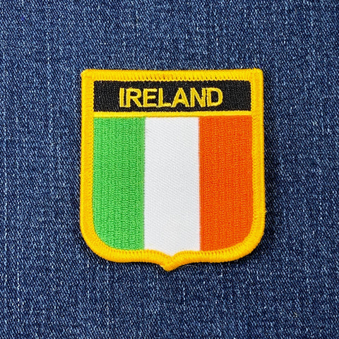 Ireland flag patch on a denim background