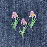 3-Pack Iris Applique Patch - Embroidered Garden Flower Badge 2" (Iron On)