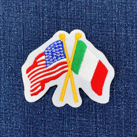 Italy & USA Flags Patch - United States Of America Italia Embroidered Badge 3.25" (Iron Or Sew On)