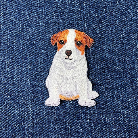 Jack Russell Terrier Applique Patch - Embroidered Puppy Dog Badge 2-1/8" (Iron On)
