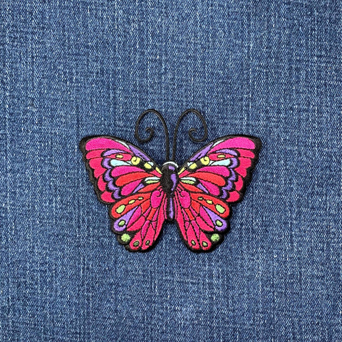 Butterfly Applique Patch - Jewel Tone Embroidered Insect Badge 3.5" (Iron On)