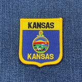 Kansas patch with state emblem on a denim background