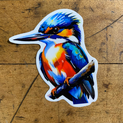 Kingfisher Bird Sticker - Colorful Majestic King Fisher Animal Vinyl Decal 2.75"