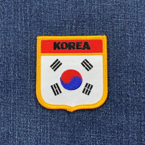 South Korea Patch - Embroidered Flag Shield Badge USA Origin 2.75" (Iron On)