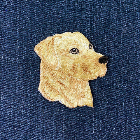 Labrador Retriever Applique Patch - Embroidered Yellow Lab Dog Badge 2-3/8" (Iron On)