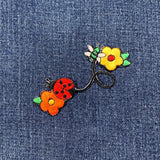 Ladybug & Bee Applique Patch - Embroidered Insect Flower Garden Badge 3.25" (Iron On)