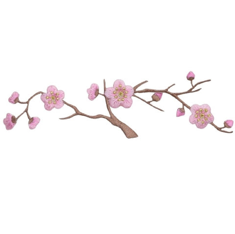 Cherry Tree Blossom Applique Patch - Branch Blooms Flowers Badge 5.75" (Iron on)
