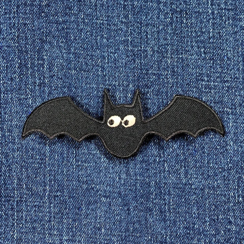 Bat Applique Patch - Embroidered Spooky Halloween Badge 4" (Iron Or Sew On)