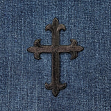 Black Cross Applique Patch - Embroidered Christian Jesus Badge 4" (Iron On)