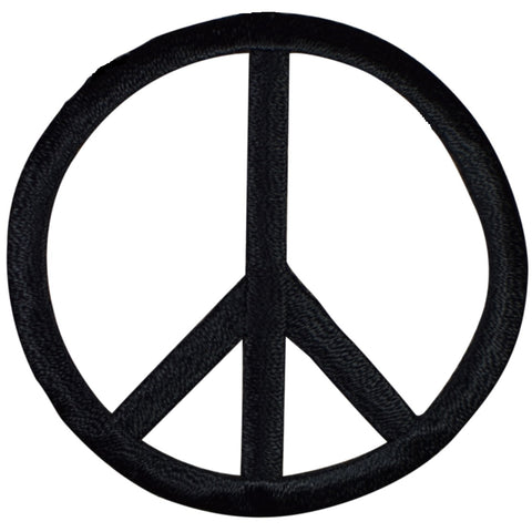 Medium Black Peace Sign Applique Patch - World Peace & Hope Badge 2" (Iron on)
