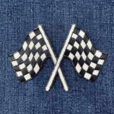 Checkered Flags Applique Patch - Embroidered Racing Badge 4" (Iron On)