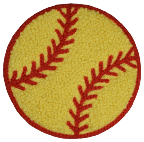 Large Chenille Softball Patch - Sports Ball, Letterman Jacket Badge 3" (Iron on)